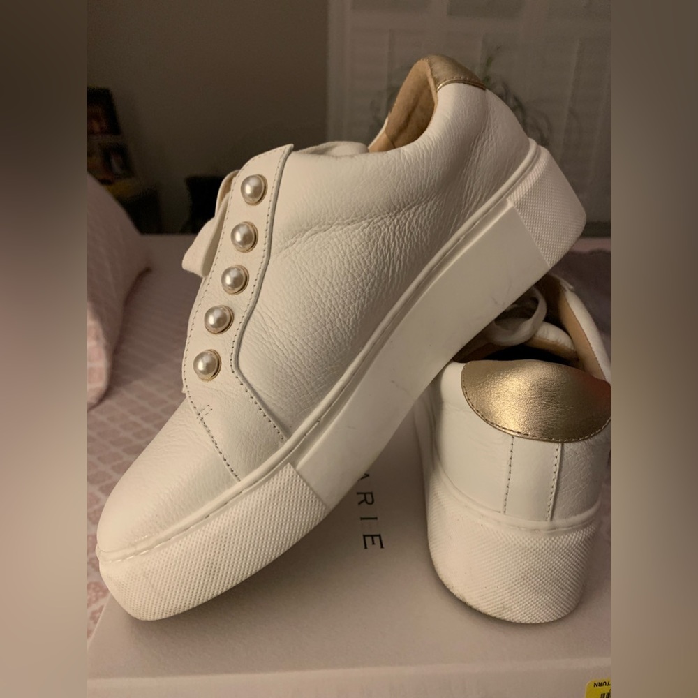 White with gold, worn once, size 7.5 med